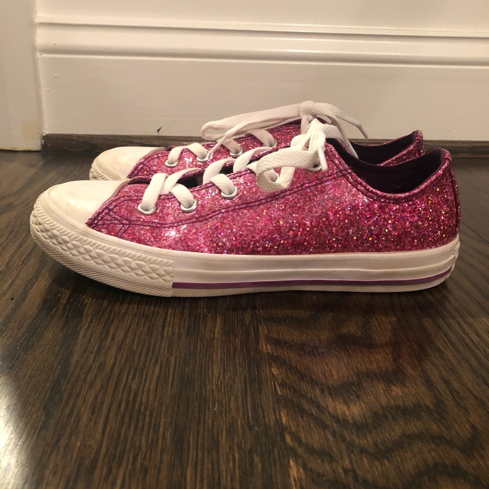 Girls Converse Pink Sparkle Tennis Shoes